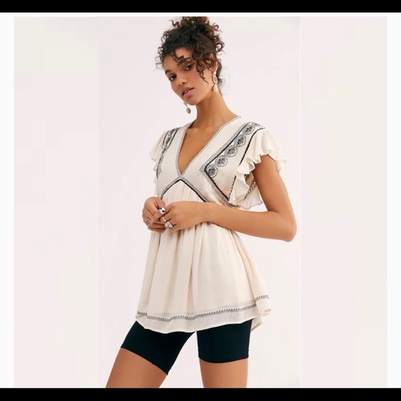 Free people cream tunic blouse - Picture 3 of 6